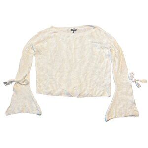 Express XS Bell Sleeve Sweater Tie Cuffs In Creamy White‎ Boho